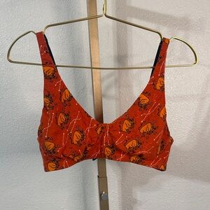 MeUndies Bold Orange and Black Taurus horoscope print bralettes- Size medium